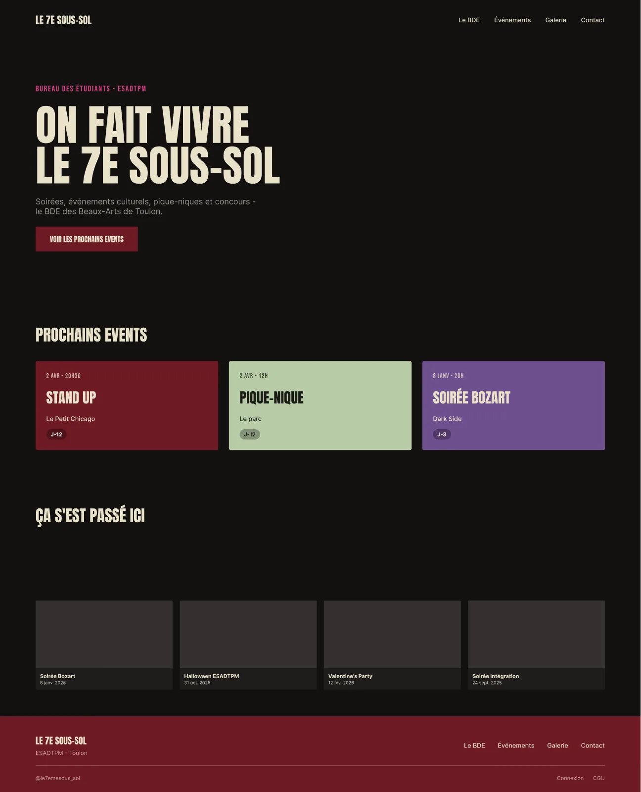 Page d'accueil, desktop