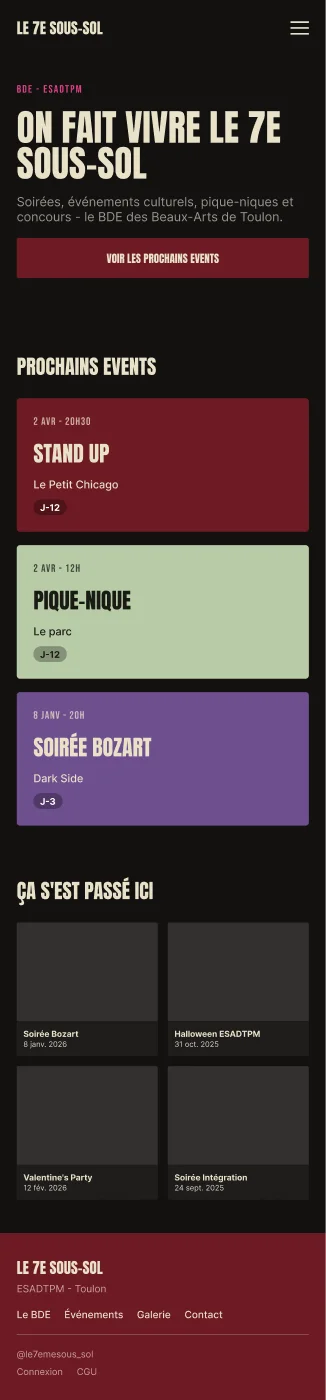 Page d'accueil, mobile